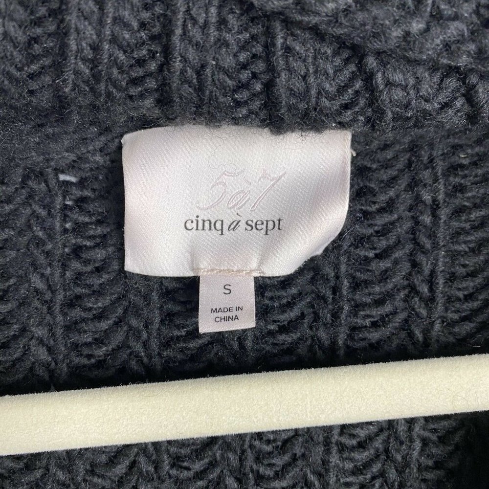 Cinq a Sept Adia Cut Out Turtleneck Sweater Black Knit Wool Blend Size Small - Picture 4 of 6